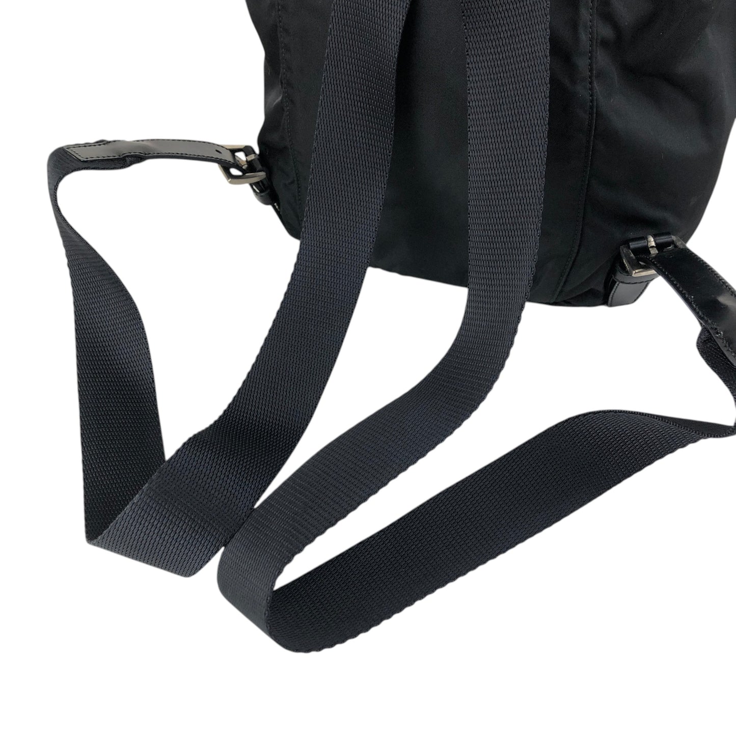 PRADA Tessuto Triangle Logo Front Buckle Backpack Black Vintage 8gfpuf