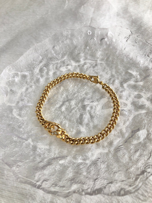 Christian Dior Rhinestone Bracelet Gold Vintage fb32fs