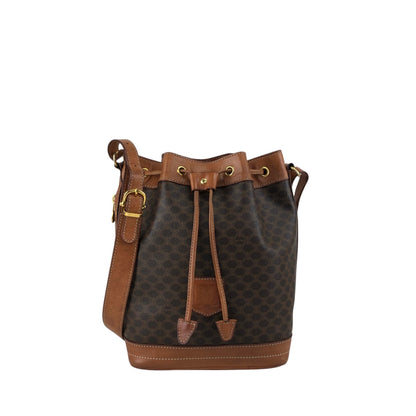 CELINE Macadam Blason Drawstring Shoulder bag Brown Vintage fmd3v6