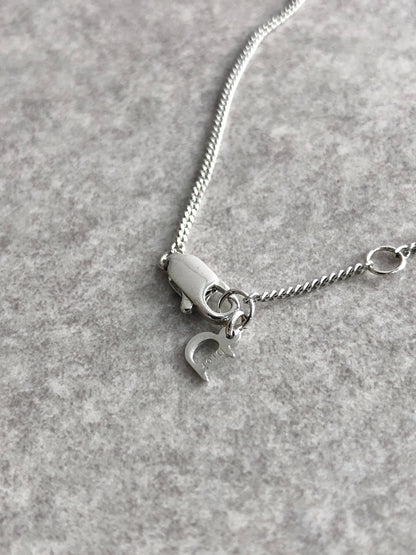 Christian Dior Logo Motif  Rhinestone Necklace Silver Vintage hhj37j