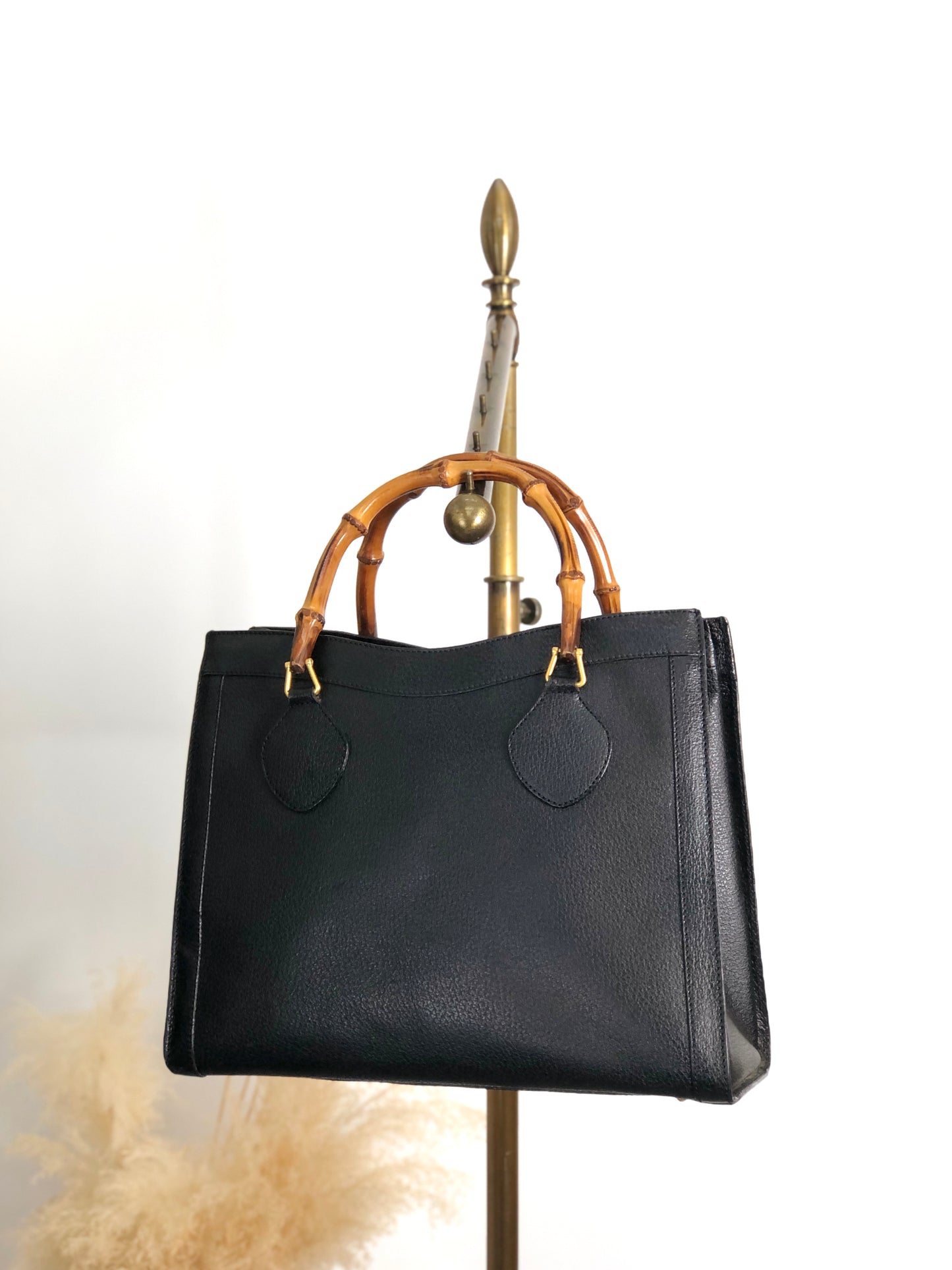 GUCCI Bamboo   Handbag Black 002・1095・0260 Vintage spzj7v