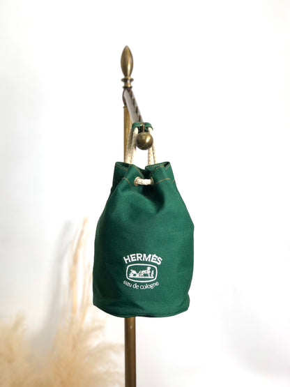 HERMES 抽繩單肩包 綠色 復古 2xk83n