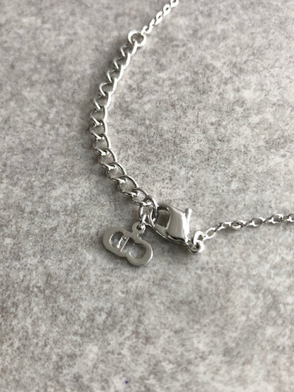 Christian Dior Heart Motif Necklace Silver Vintage 3ecimw