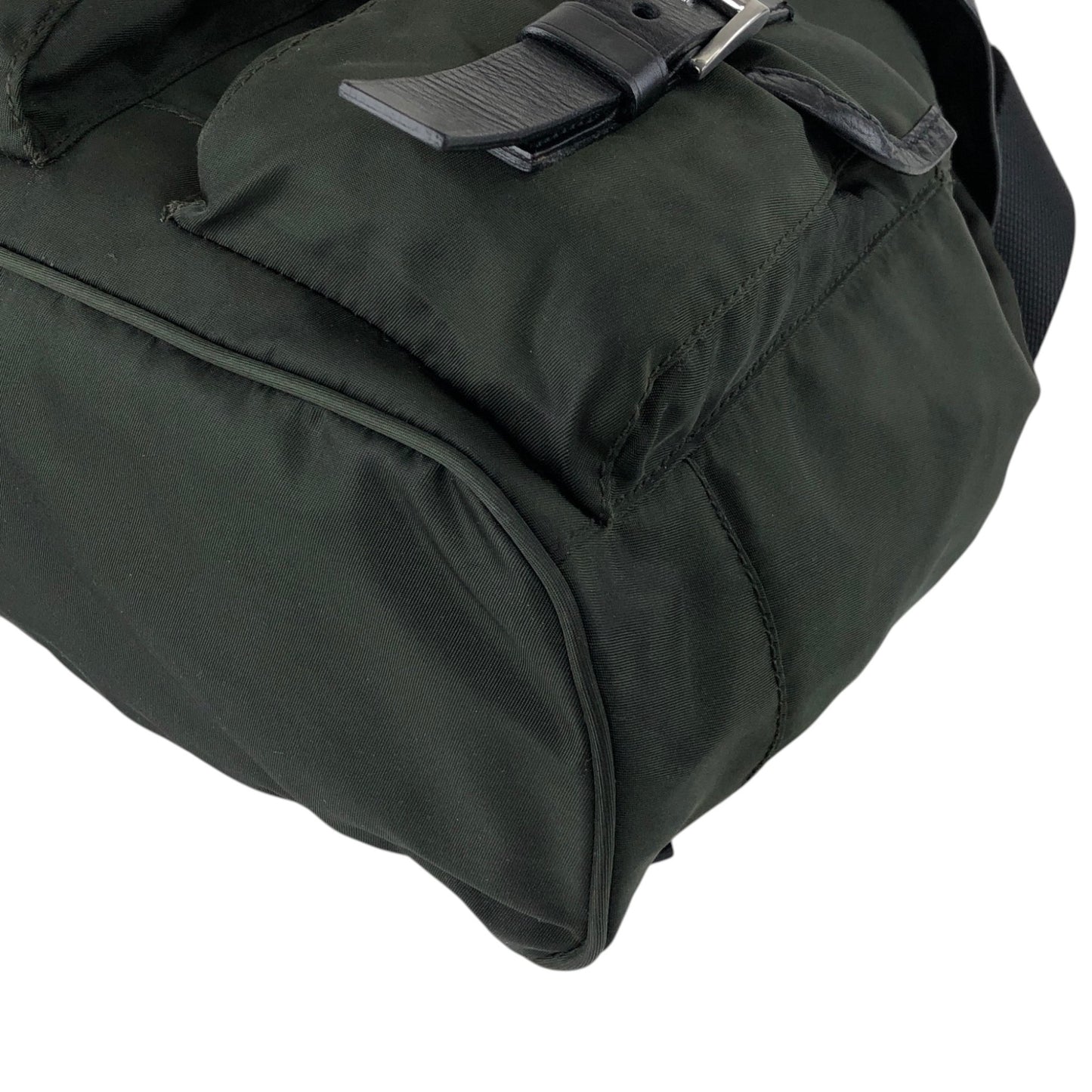 PRADA Tessuto Triangle Logo Double Pocket Backpack Black Vintage kuuttd