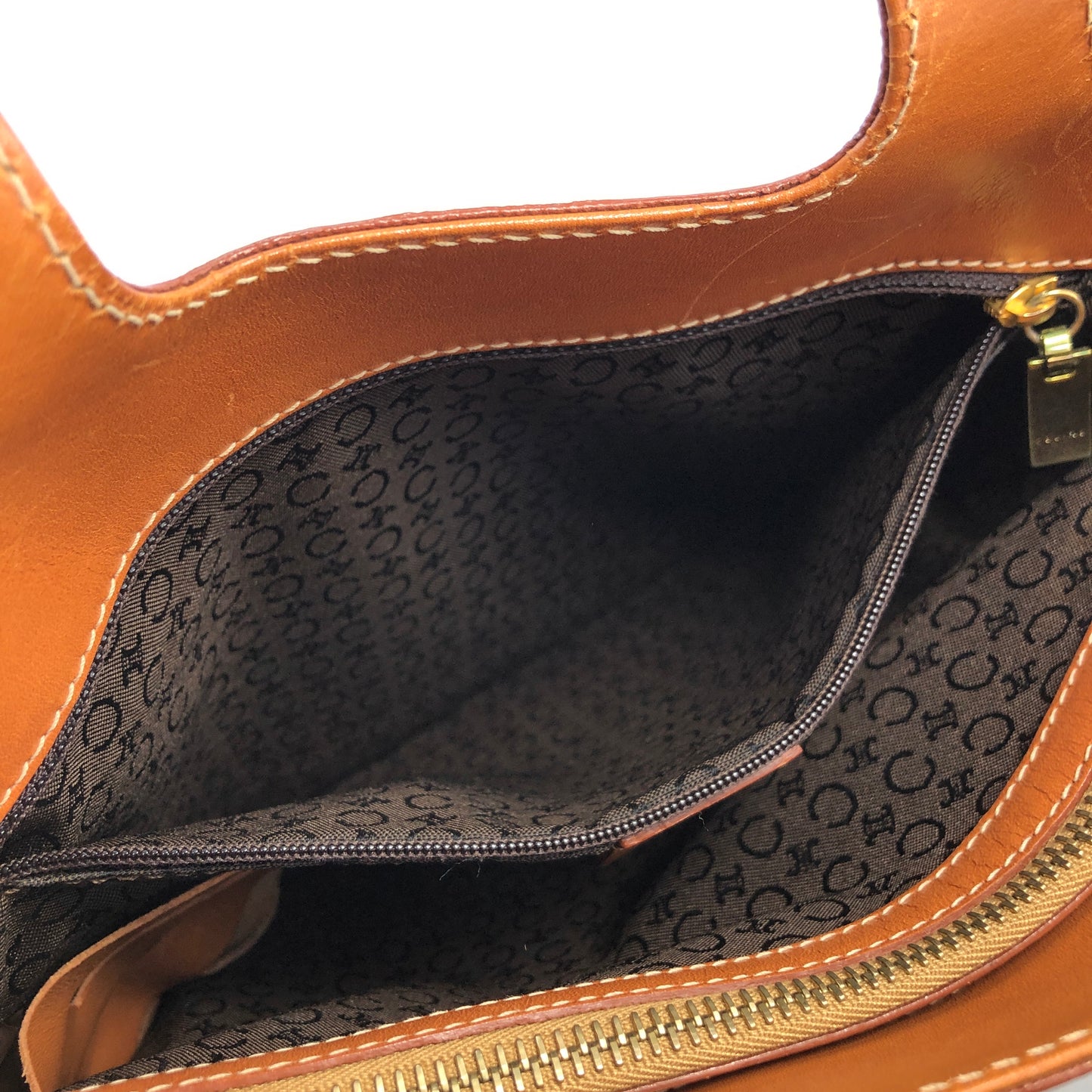 CELINE Macadam Logo Handbag Brown Vintage j4guu8