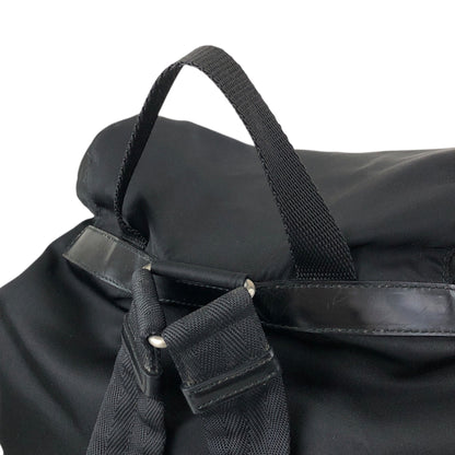 PRADA Tessuto Triangle Logo Double Pocket Backpack Black Vintage vsidzm