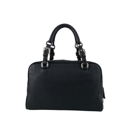 PRADA Logo Embossed Small Boston bag Handbag Black Vintage f8pbsn