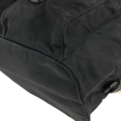 PRADA Triangle Logo Double Pocket Backpack Black Vintage ipfw4s