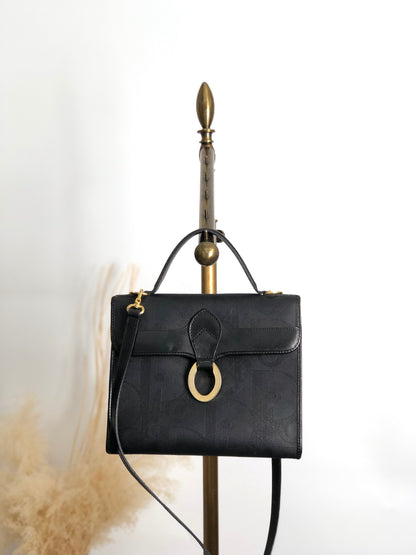 Christian Dior Trotter Logo Two-way Handbag Shoulder bag Black Vintage x7s3ai