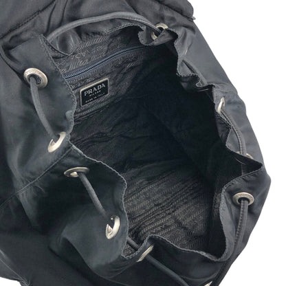 PRADA Tessuto Triangle Logo Front Buckle Backpack Black Vintage ku8tbi