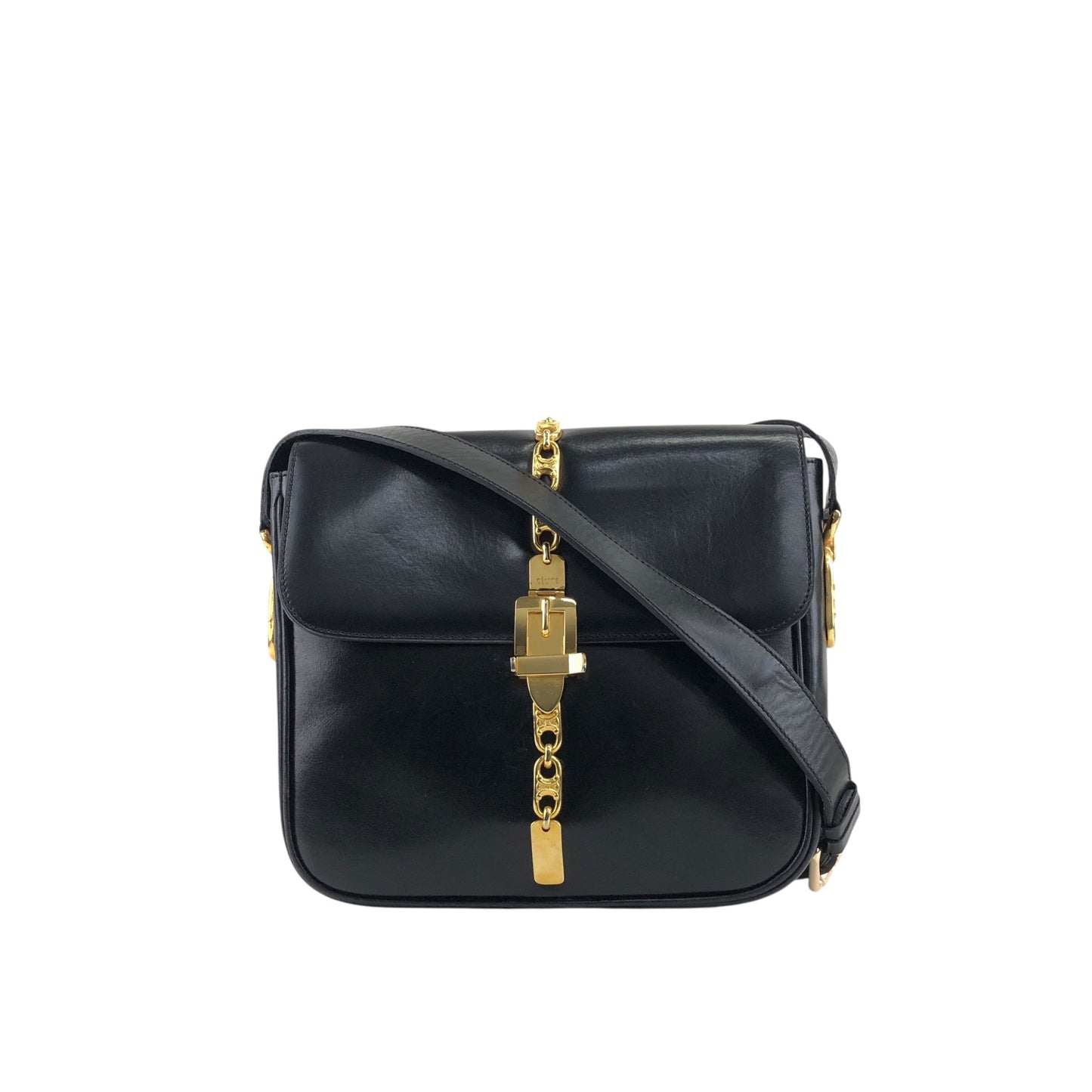 CELINE Blason Shoulder bag Black Vintage pjta3r