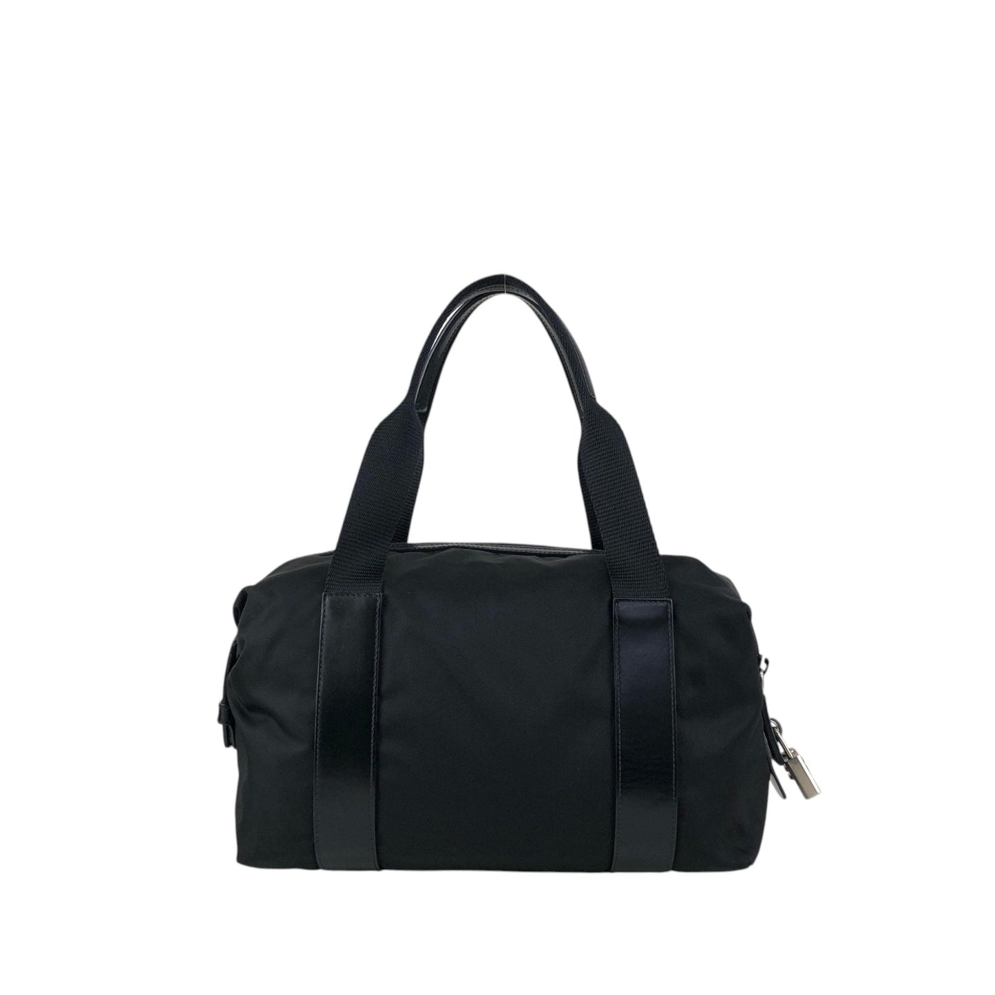 PRADA Tessuto Triangle Logo Small Boston bag Handbag Black BR3697 Vintage ftdzu4