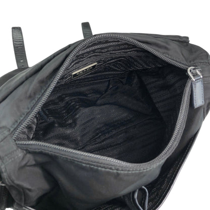PRADA Tessuto Triangle Logo Side Pocket  Shoulder bag Black Vintage kedmv3