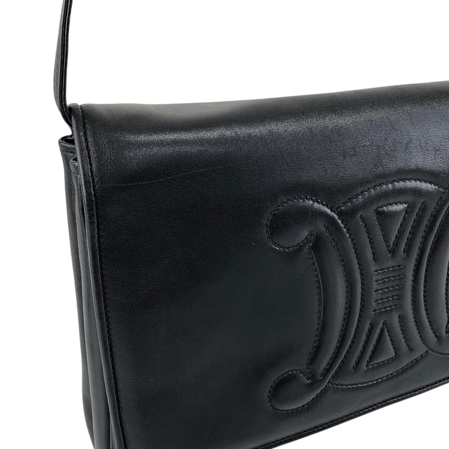 CELINE Blason Shoulder bag Black Vintage tuhbjd