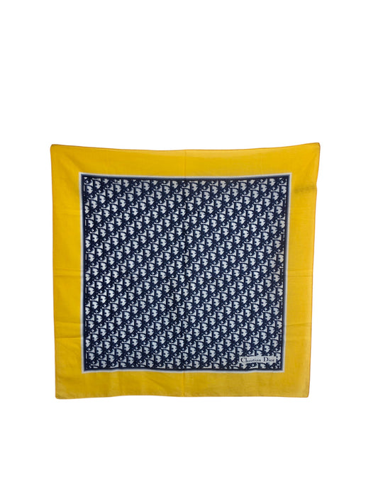 Christian Dior Silk Scarf Navy×Yellow Vintage 5w2wh8