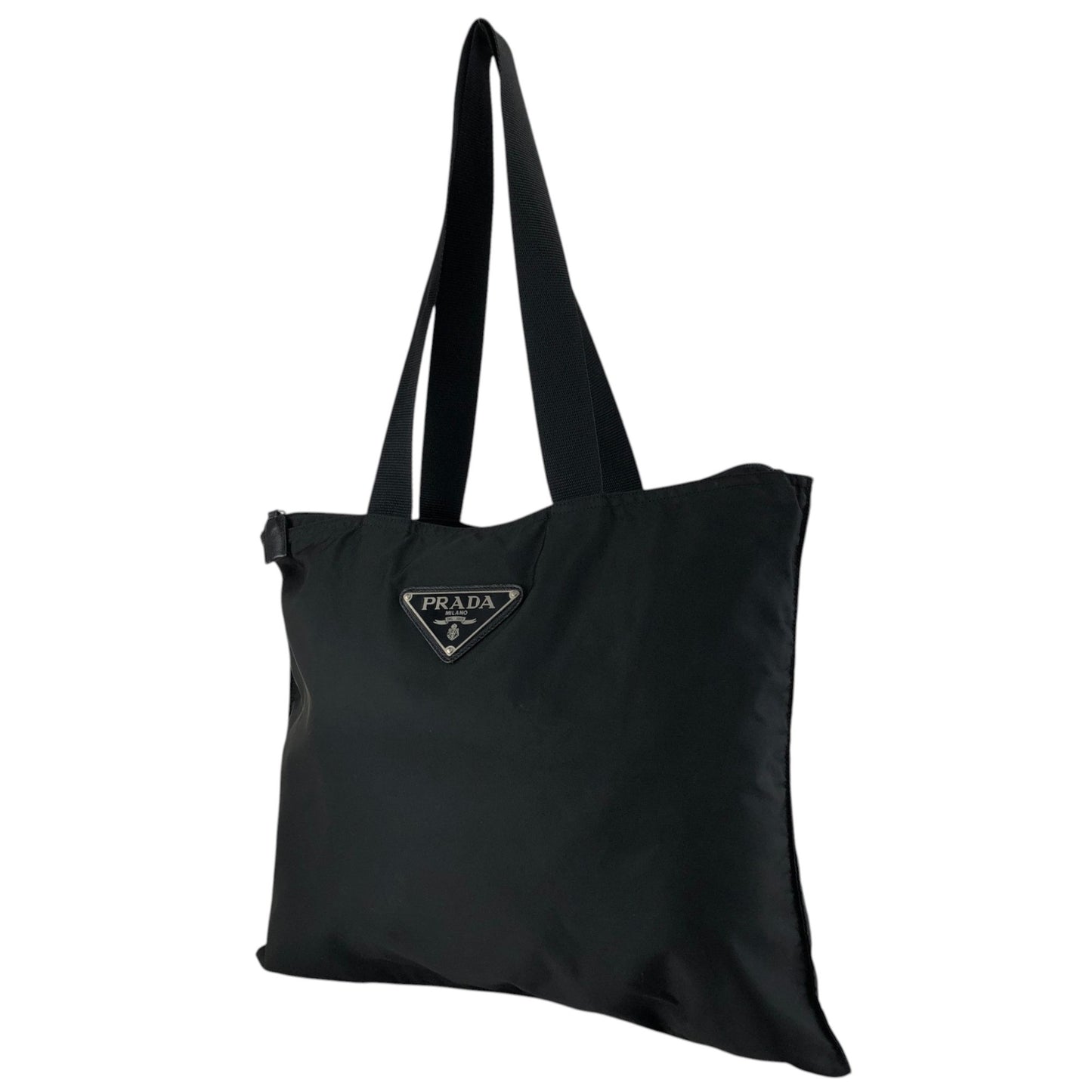 PRADA Tessuto Triangle Logo Handbag Totebag Black Vintage 6e4zku