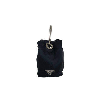 PRADA Triangle Logo Metal Handle Small Handbag Black Vintage dgw5pt