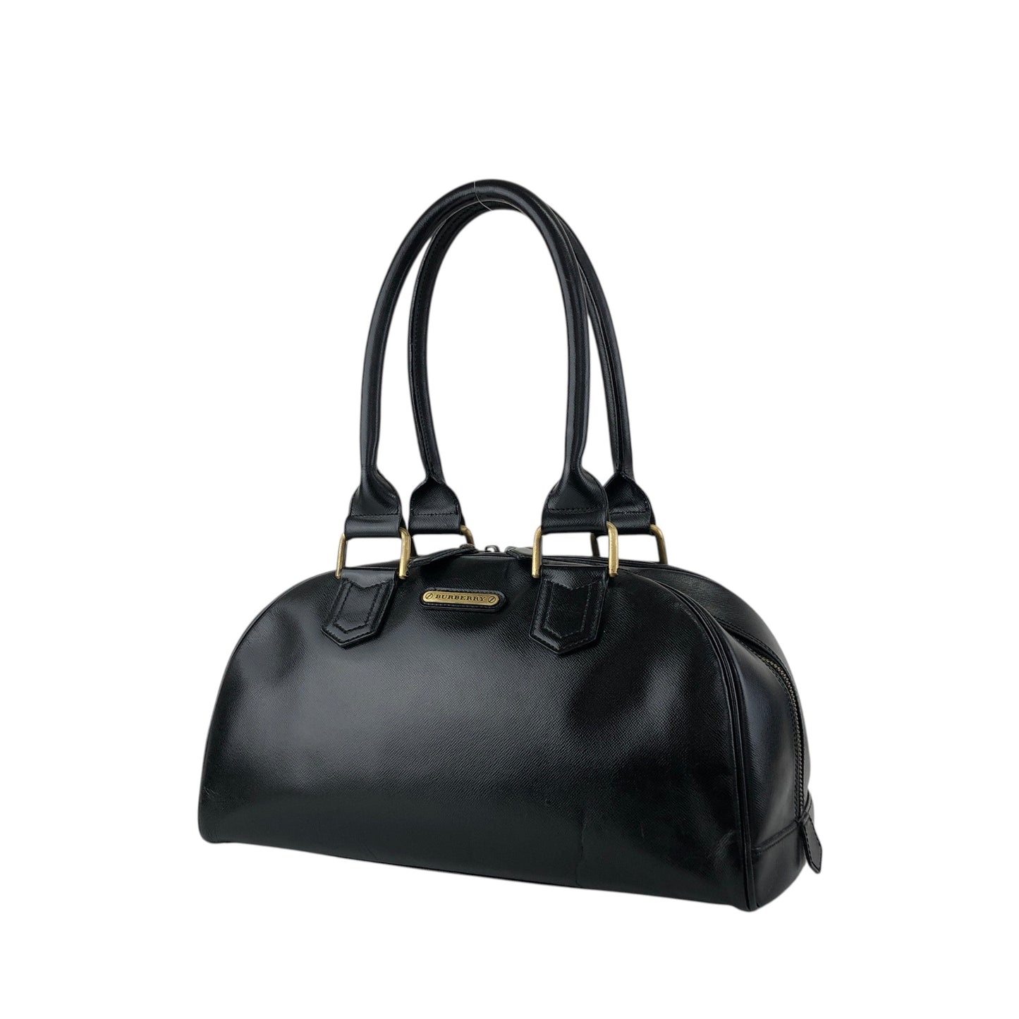 BURBERRY Logo Small Boston bag Handbag Black Vintage djr8rb