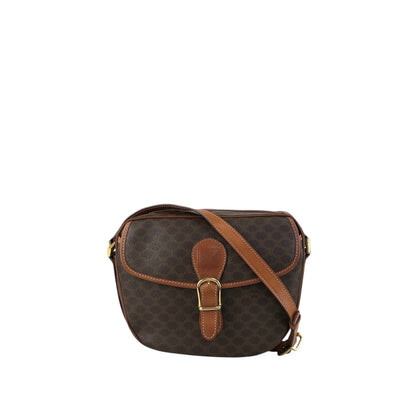 CELINE Macadam Blason Front Buckle Shoulder bag Brown Vintage n75n6t