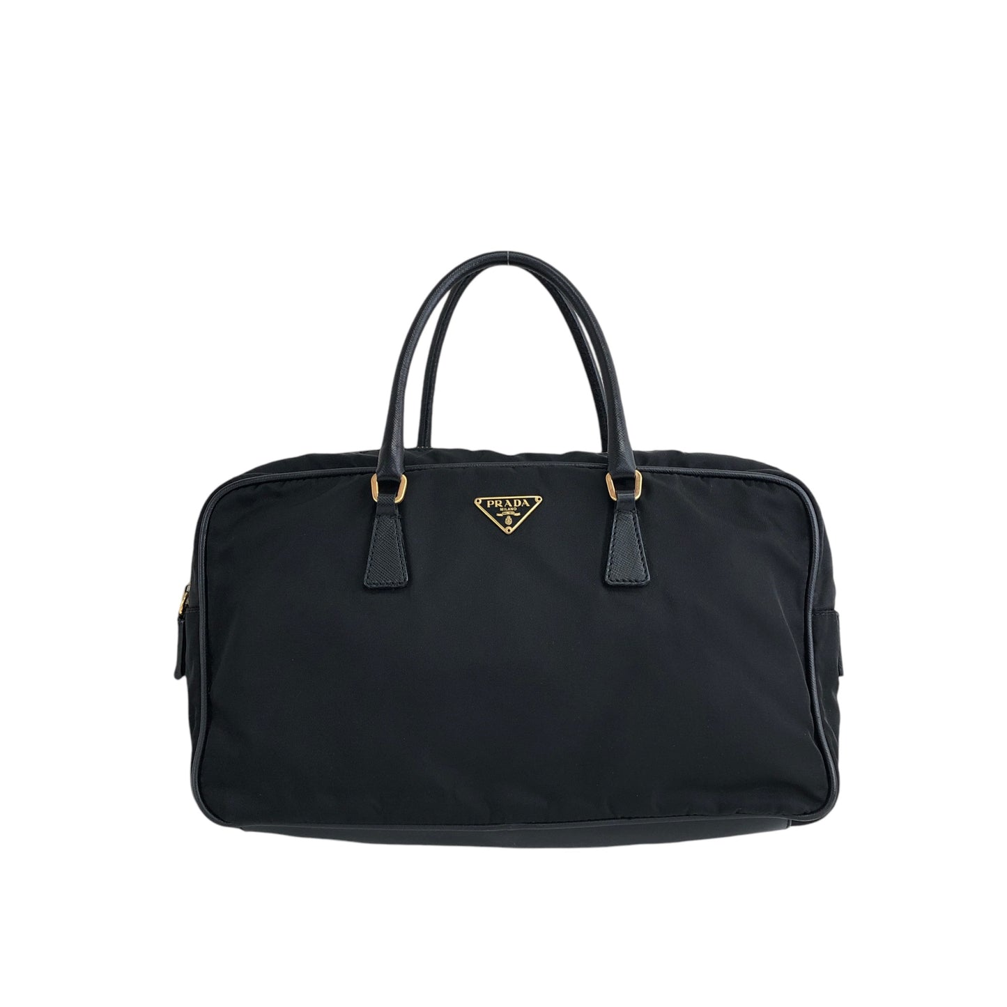 PRADA Triangle Logo Handbag Black Vintage fhv7du