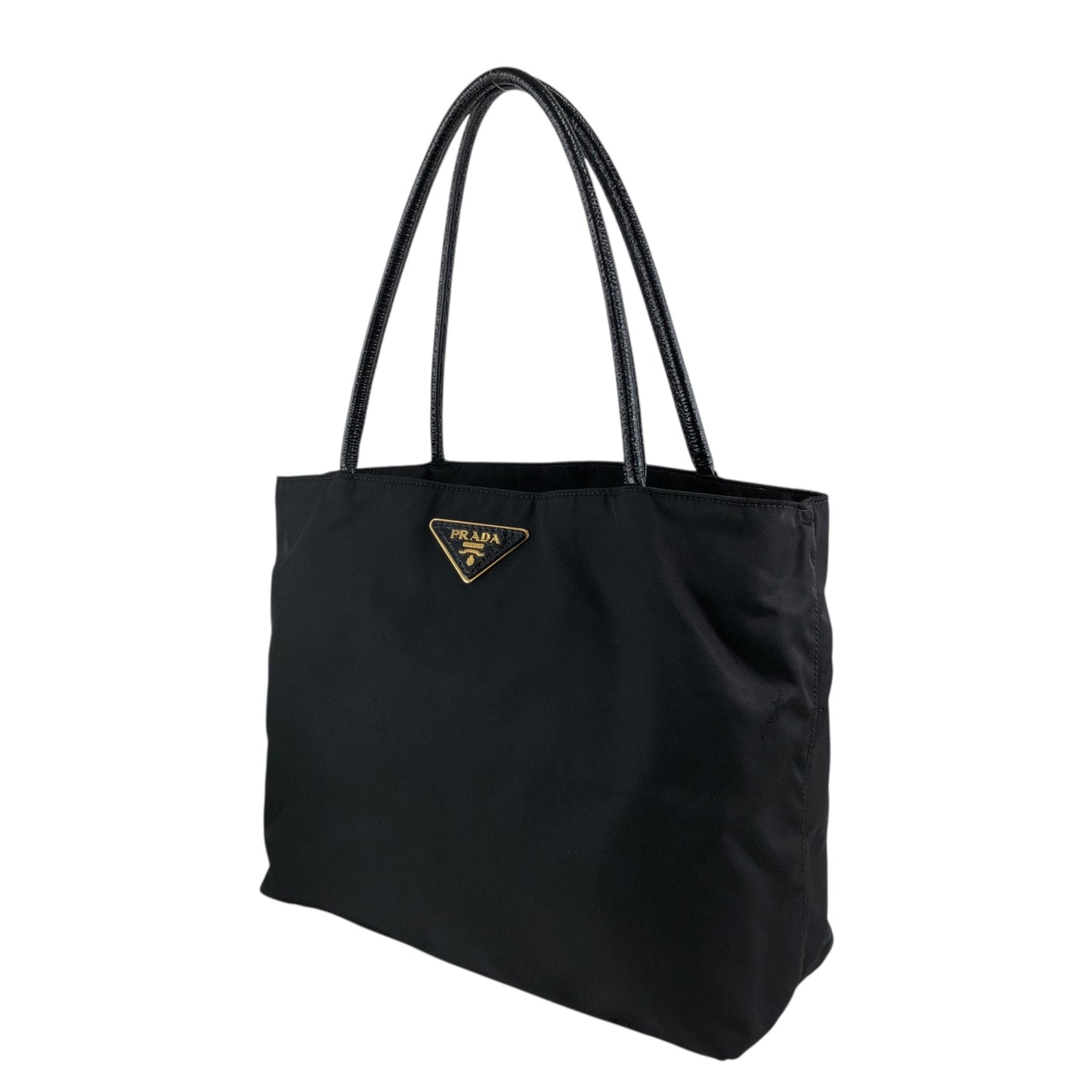 PRADA Tessuto Triangle Logo Handbag Totebag Black Vintage bikz2y