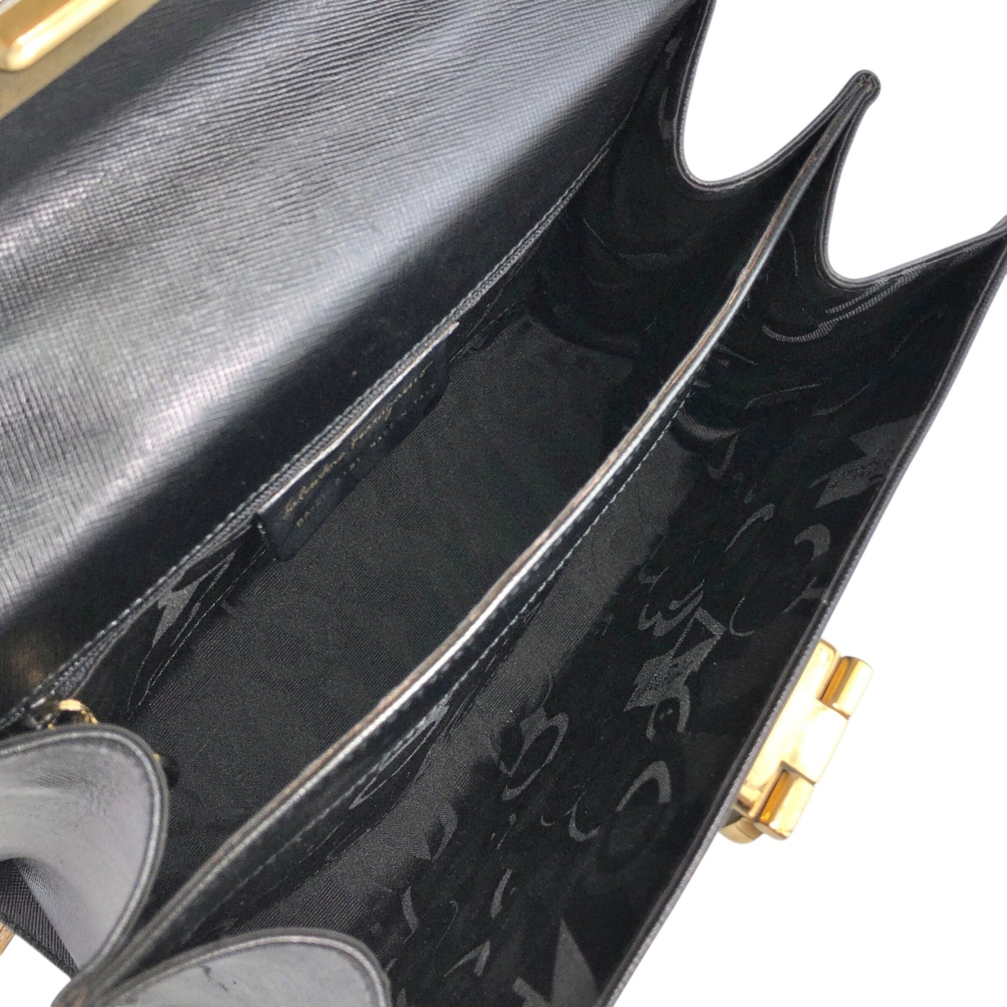 Salvatore Ferragamo Gancini Two-way Handbag Shoulder bag Black Vintage 67icsp