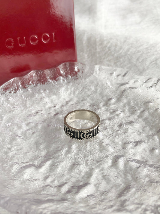 GUCCI GG Ring Silver Vintage gun8zt