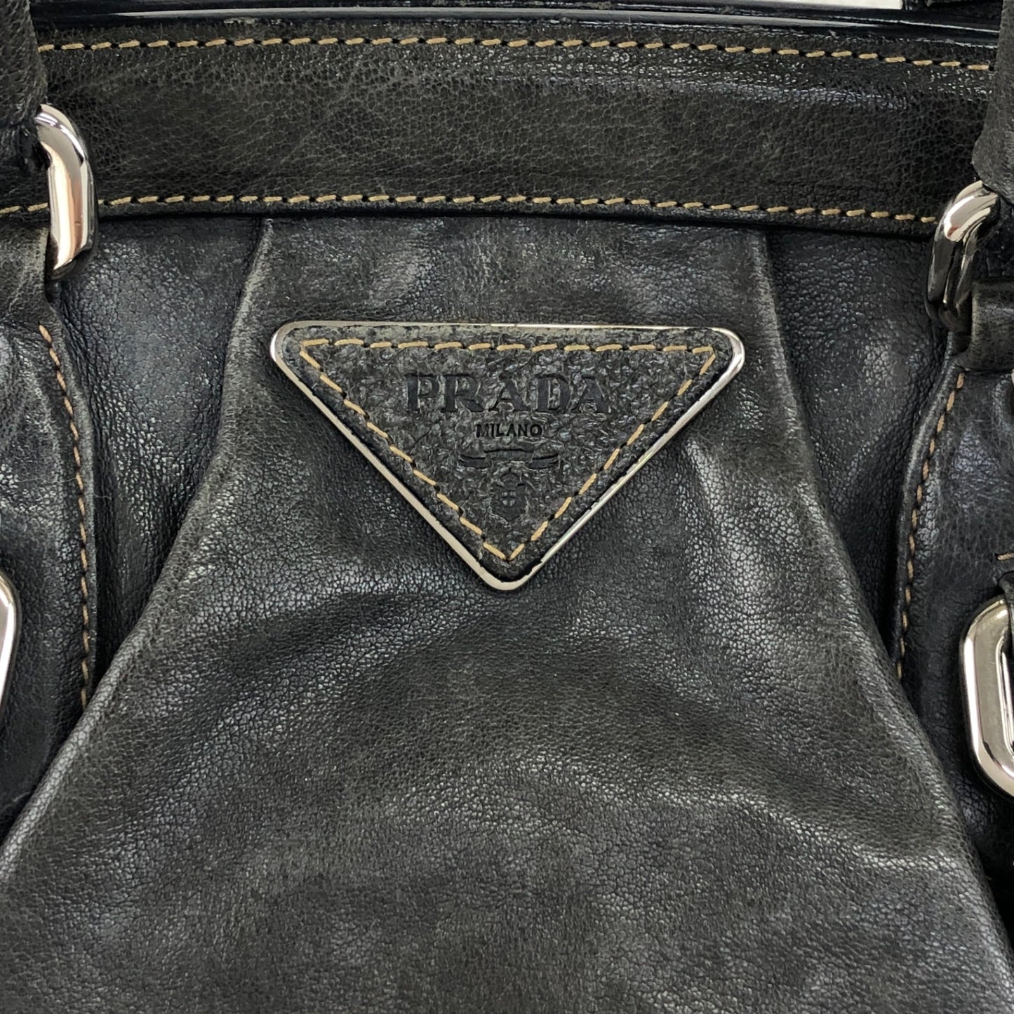PRADA Triangle Logo Handbag Gray Vintage x8guys
