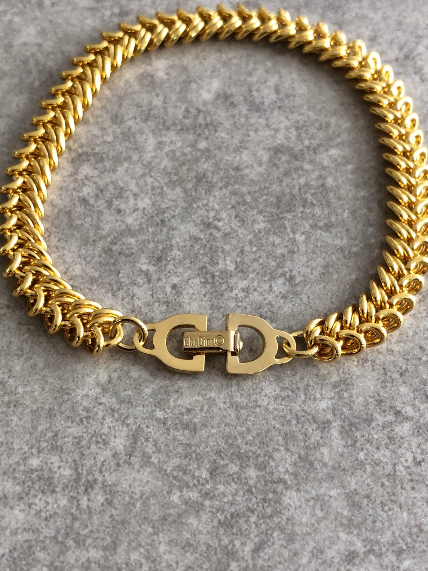 Christian Dior CD Logo Bracelet Gold Vintage htcyhk