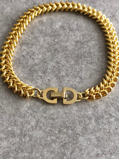 Christian Dior CD Logo Bracelet Gold Vintage htcyhk