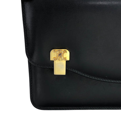 CELINE Triomphe Chain Shoulder bag Black Vintage fhwkwk