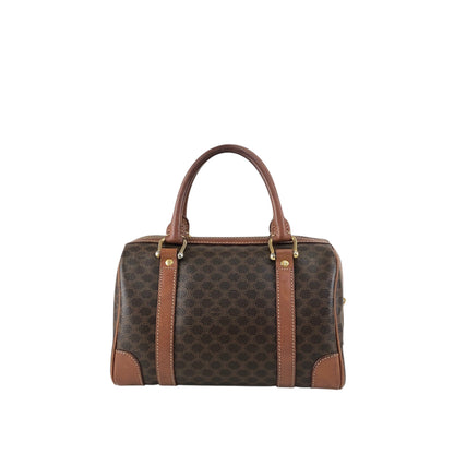 CELINE Macadam Blason Small Boston bag Handbag Brown Vintage ezay86