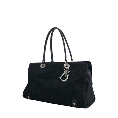 Christian Dior Cannage Logo Charm Handbag Black Vintage bceacw