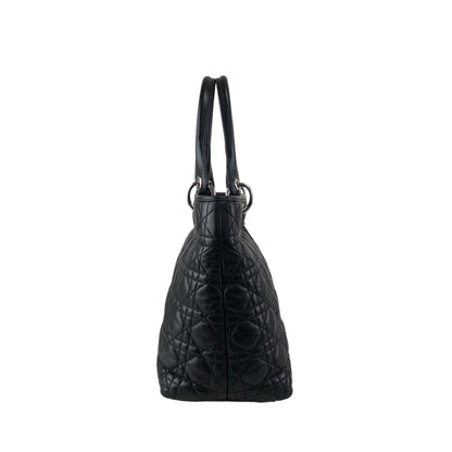 Christian Dior Lady Dior Cannage Logo Charm Handbag Black Vintage ymgxfh