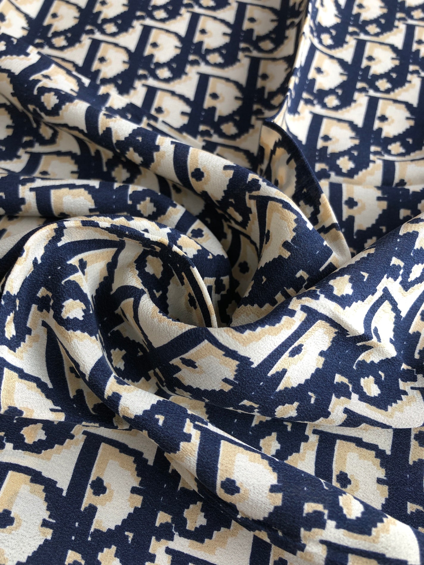 Christian Dior Silk Scarf Navy Vintage wt6sun