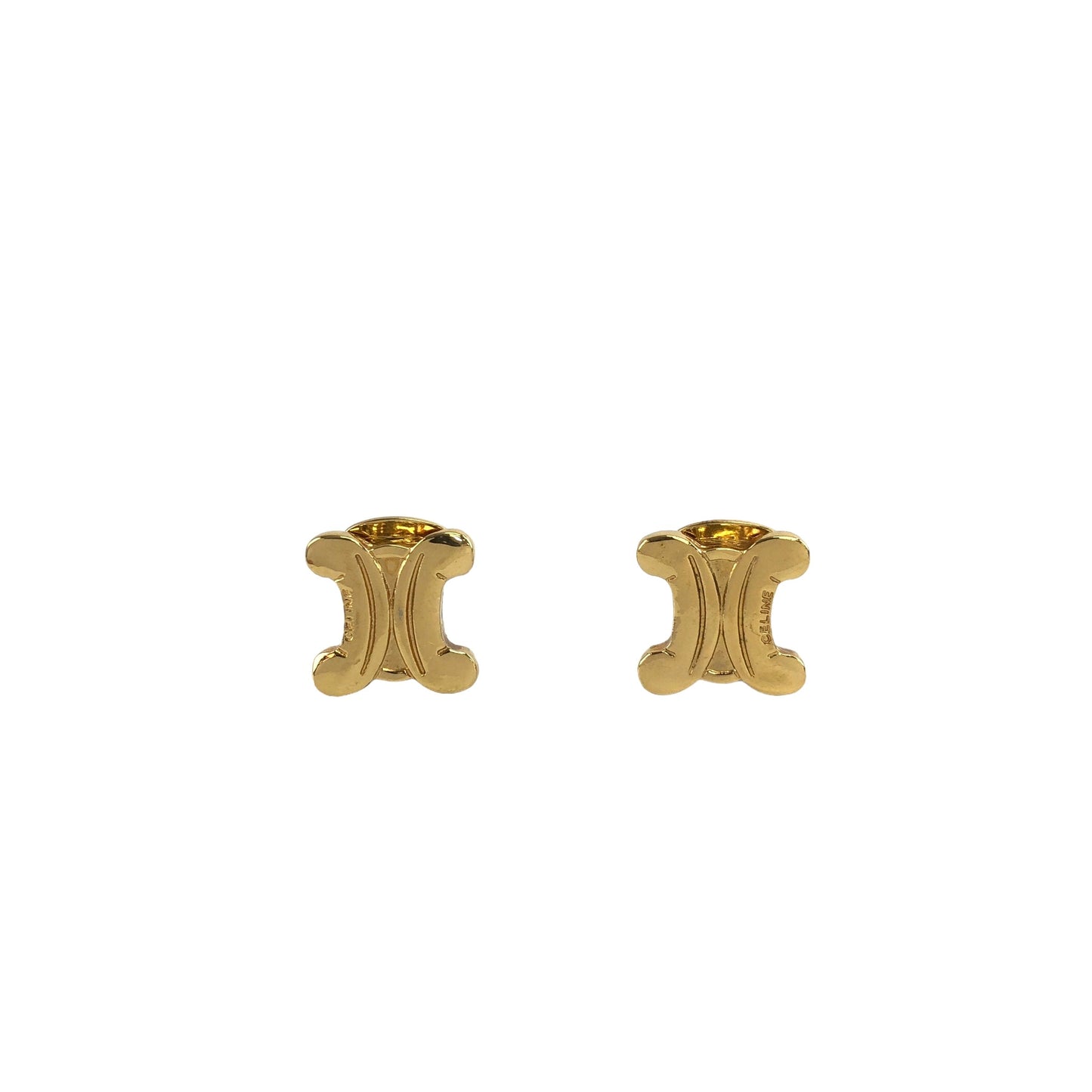 CELINE Triomphe Earrings Gold Vintage x2tnrv