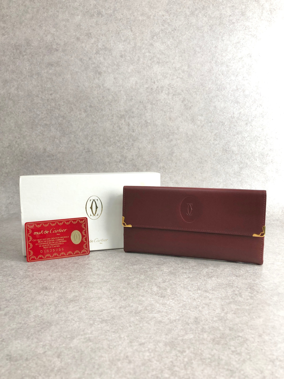 Cartier Logo Embossed Long Wallet Bordeaux Vintage shhgrp