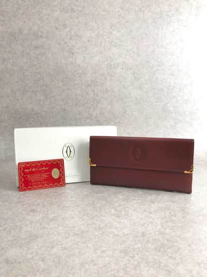 Cartier Logo Embossed Long Wallet Bordeaux Vintage shhgrp