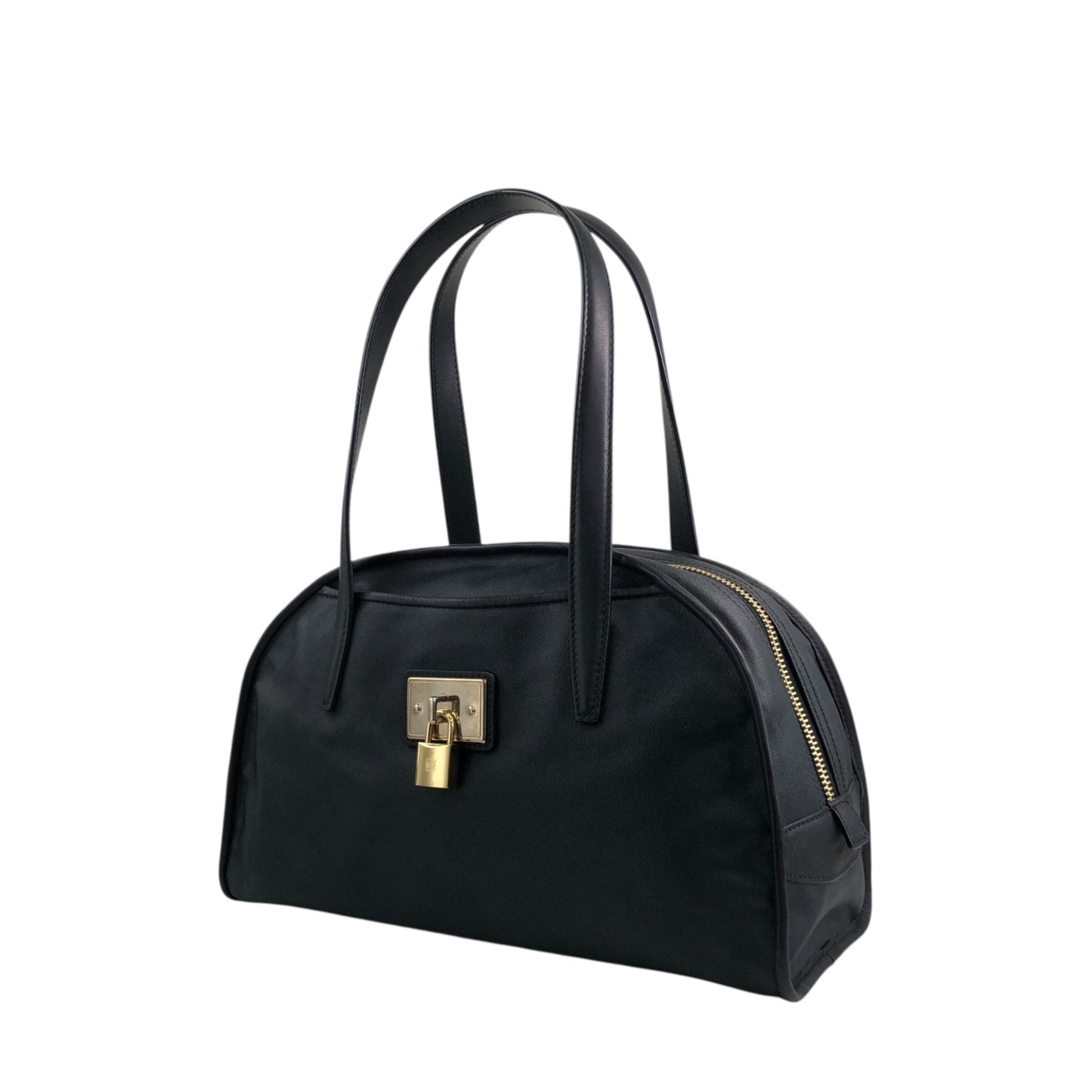 LOEWE Anagram Padlock Small Boston bag Handbag Black Vintage xazh3e