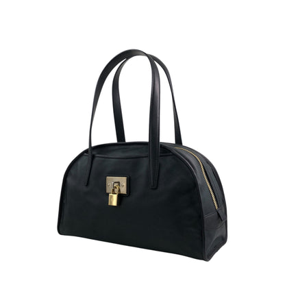 LOEWE Anagram Padlock Small Boston bag Handbag Black Vintage xazh3e