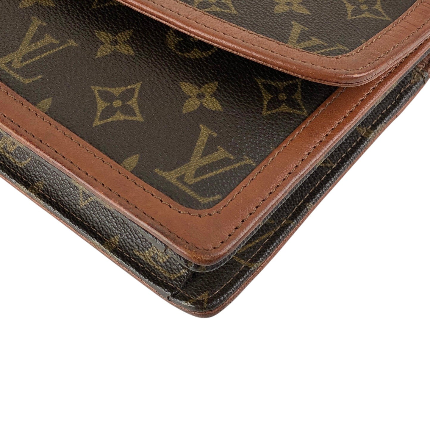 LOUIS VUITTON Monogram Clutch bag Brown Vintage 3pebsa