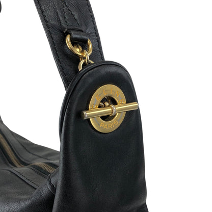 CELINE Gancini Shoulder bag Black Vintage etpu46