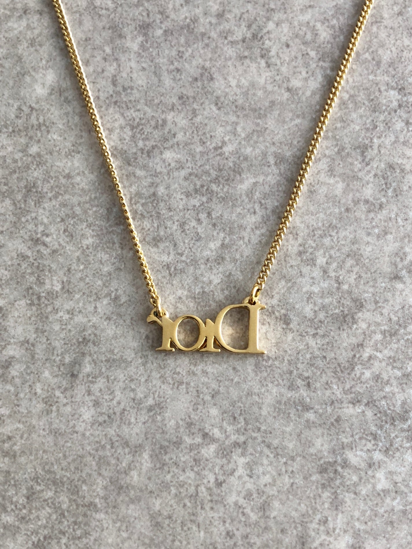 Christian Dior Logo Motif Necklace Gold Vintage jtke47