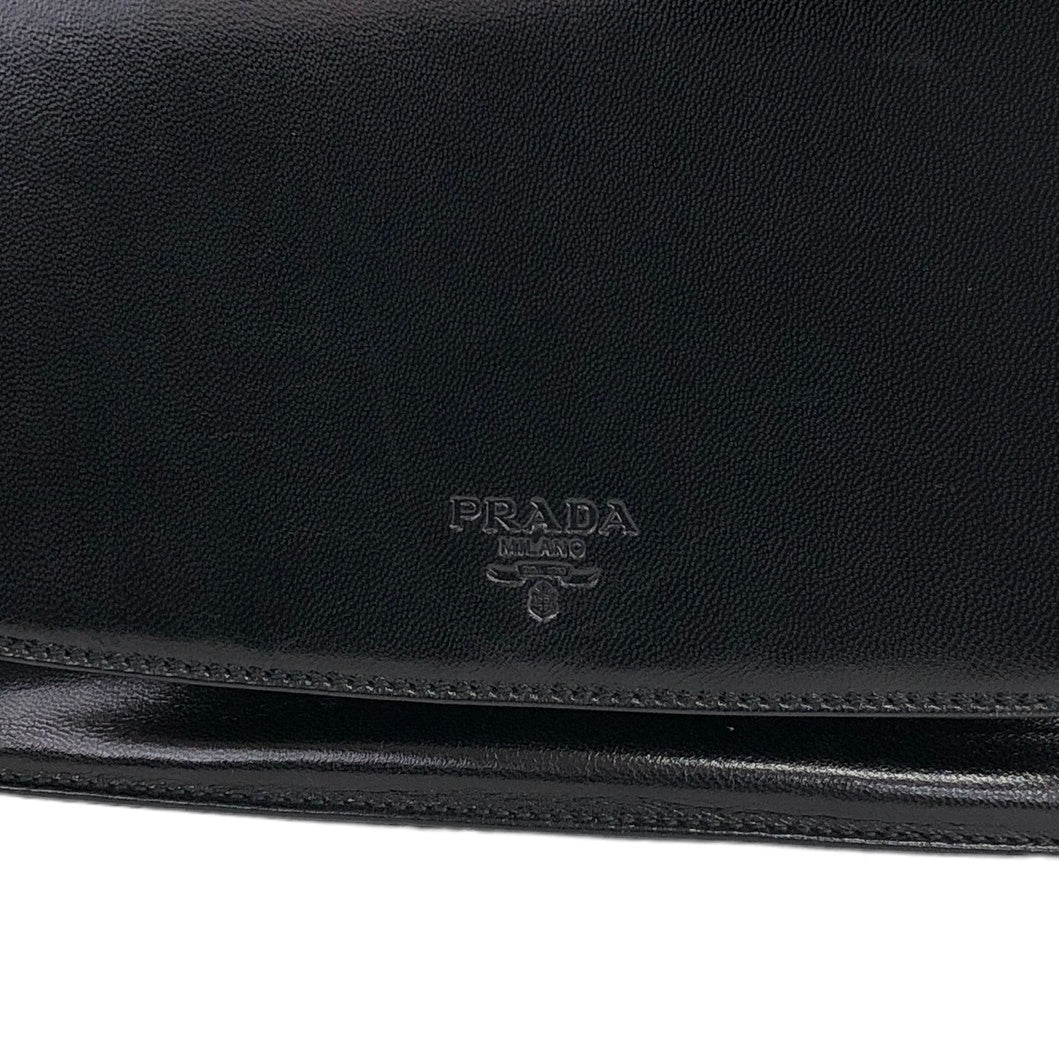 PRADA Logo Flap Shoulder bag Black Vintage wipuwn