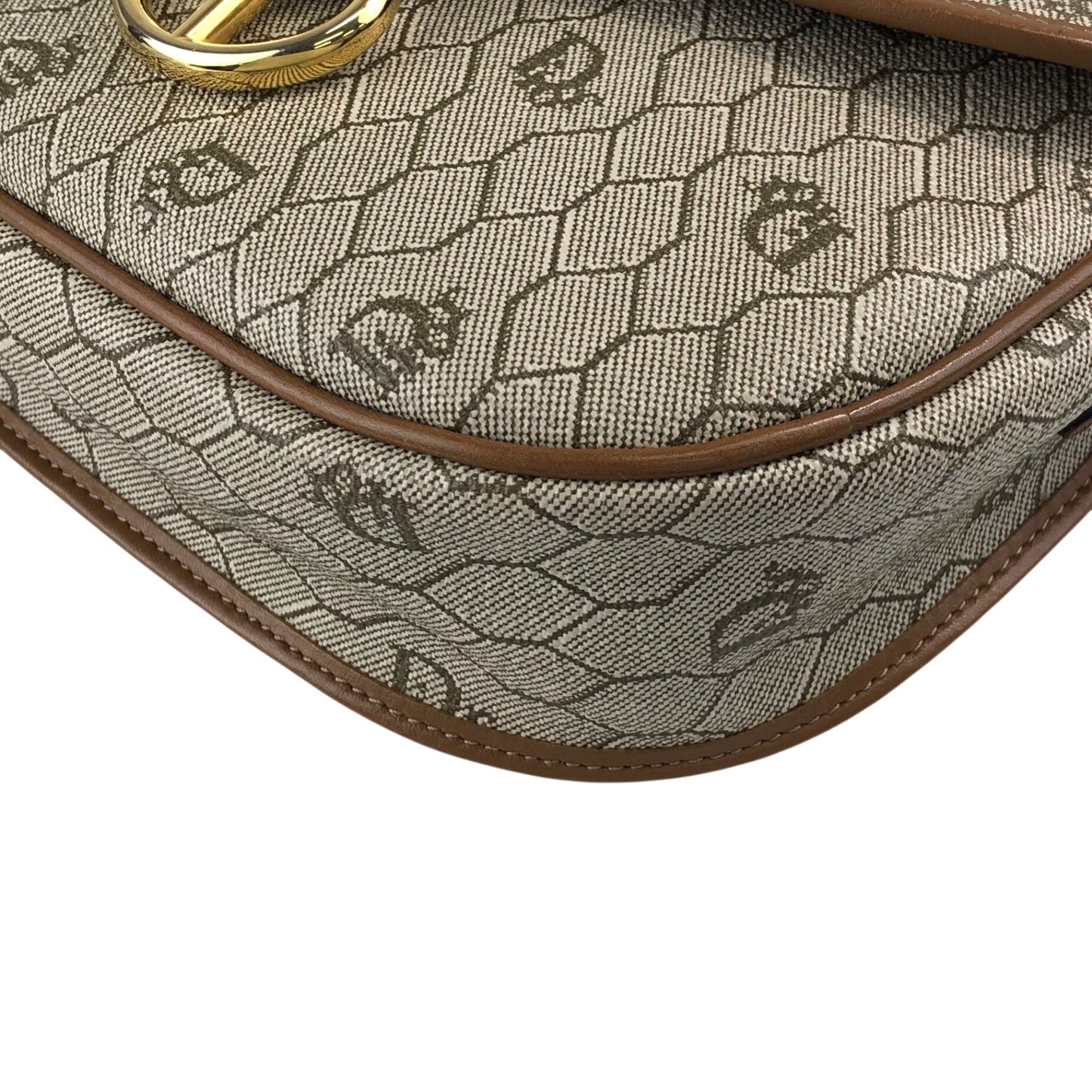 Christian Dior Honeycomb Pattern Shoulder bag Beige Vintage wvwdbt