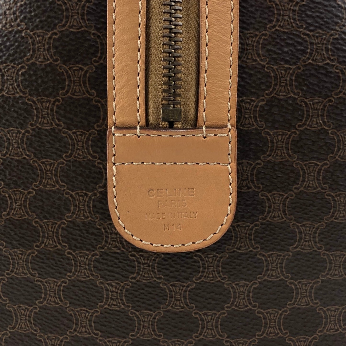 CELINE Macadam Small Boston bag Handbag Brown Vintage 2iu55c