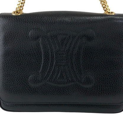 CELINE Triomphe Chain Shoulder bag Black Vintage t8zcx2