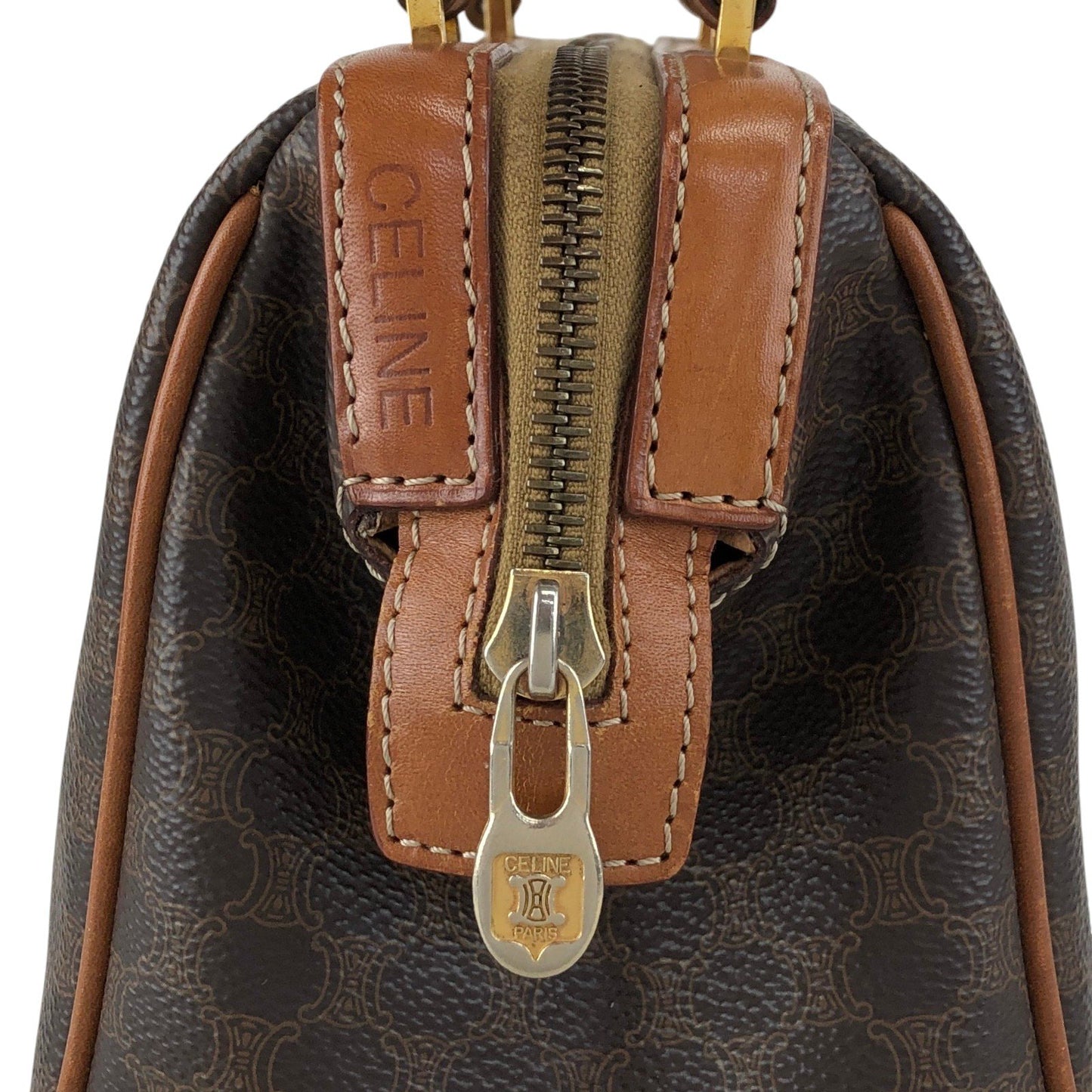 CELINE Macadam Two-way Small Boston bag Shoulder bag Brown Vintage aacnr6