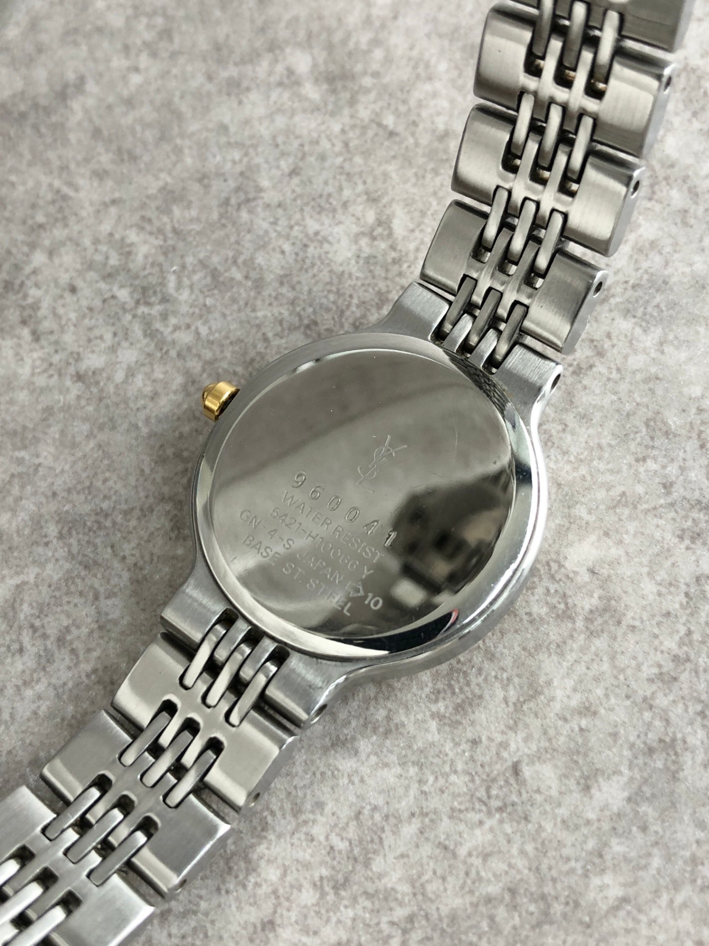 Yves Saint Laurent YSL Logo Watch Silver×Gold Vintage dxnipd
