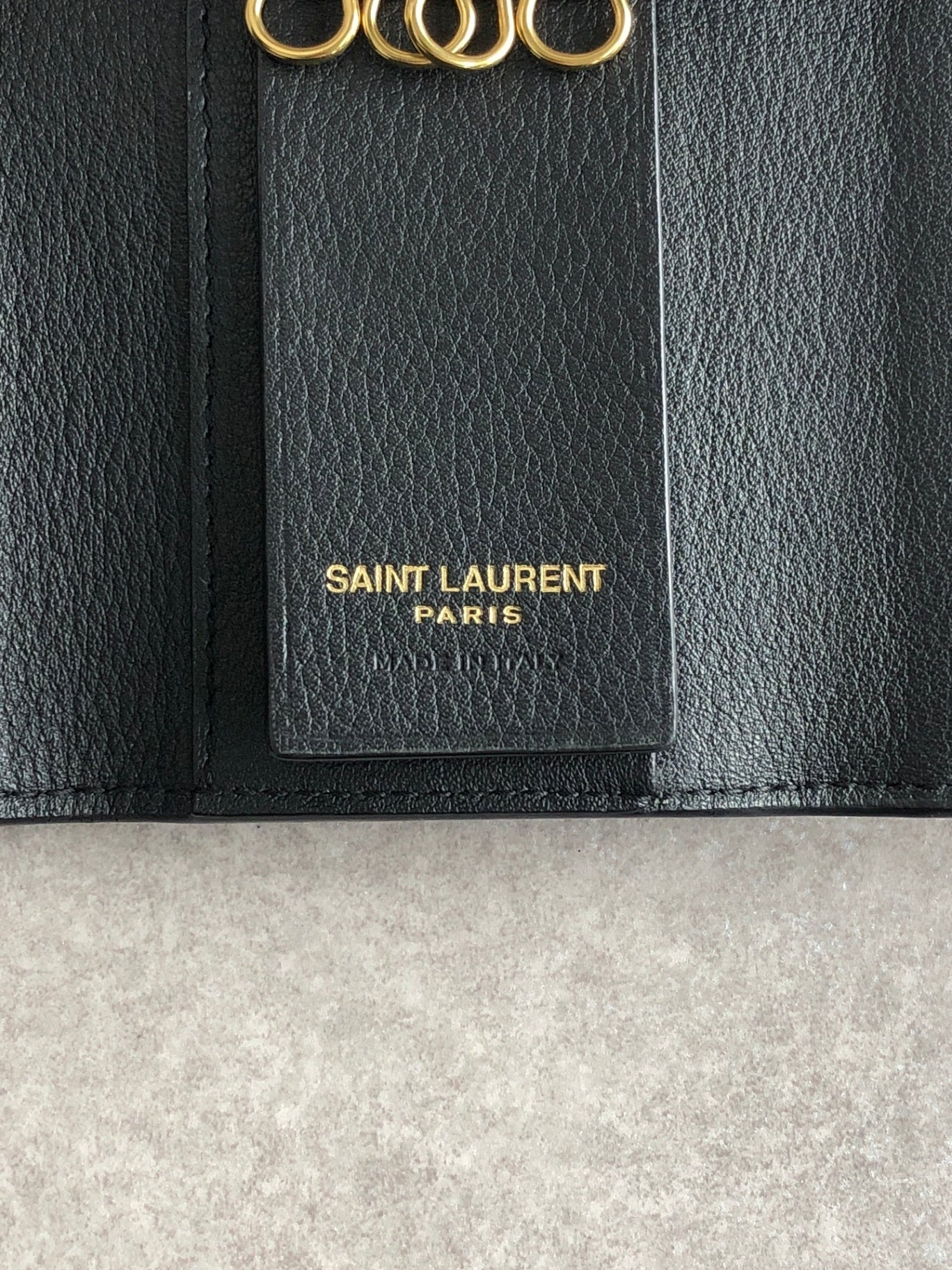 Yves Saint Laurent YSL Logo Key Case Black Vintage fjp66r